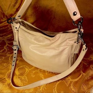 Coach White Leather and Chrome Satchel